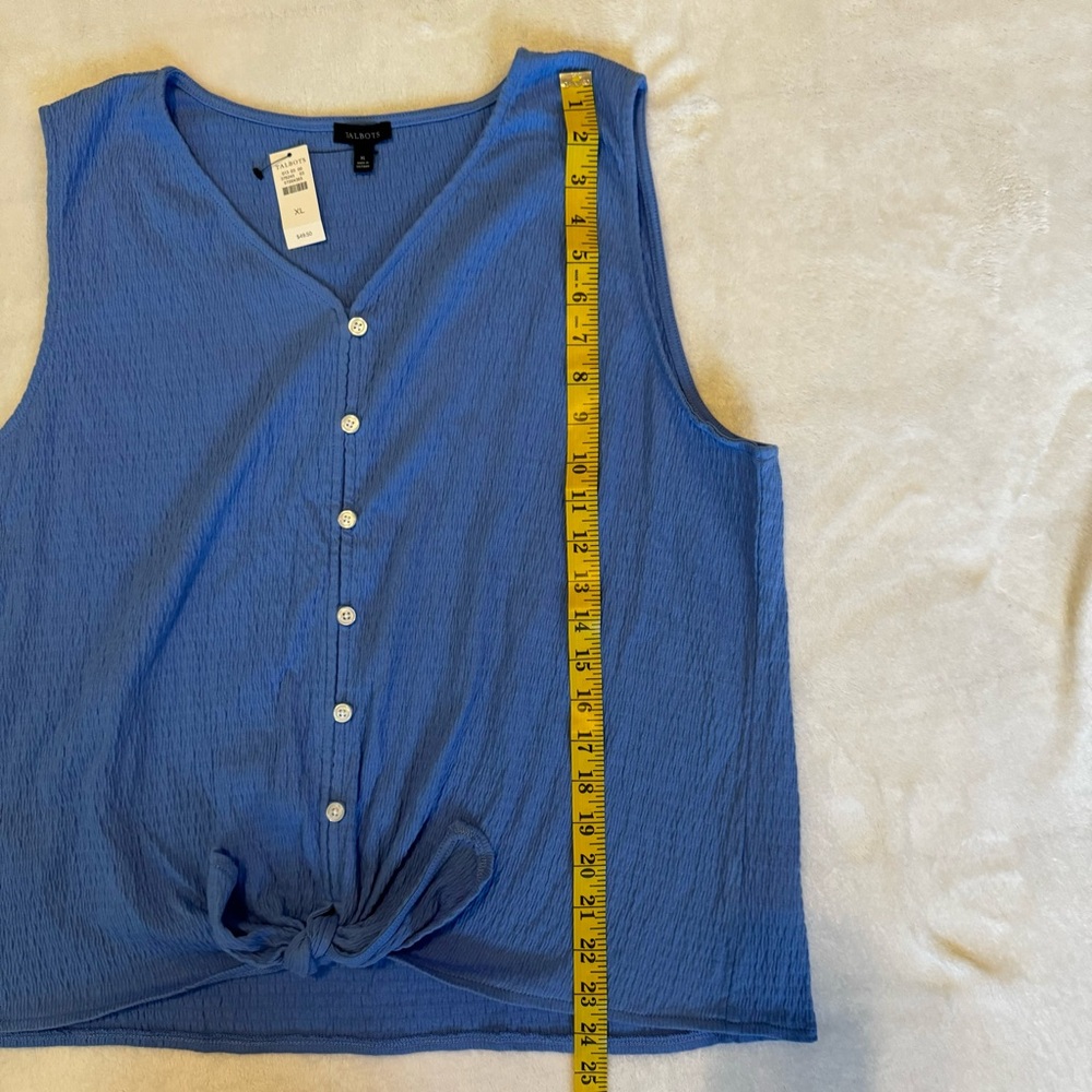 Talbots Tie Hem Button Front Shirt - Picture 3 of 8